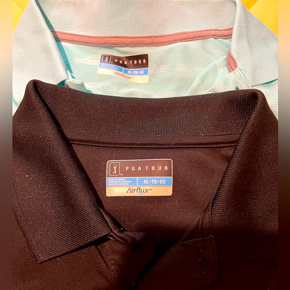 ProTour Men's Black and Light Aqua Blue Polo Golf Shirts